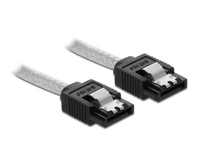 Delock SATA3 Kabel: 0.2m, Metall Clip