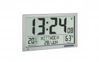 Funk-Wanduhr mit Raumklima silber