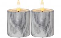 Star Trading LED Pillar 2er Flamme Marble