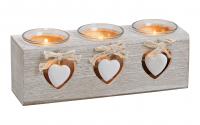 G. Wurm Teelichthalter aus Holz mit Herzen