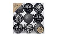 Inge Weihnachtskugel, Schwarz-Mix, 9 Stk.