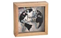 Spardose travekl the world aus Holz/Glas