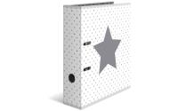 Herma Motivordner 7 cm Sterne weiss gepunk.