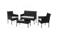 COCON Lounge Set 4-teilig, schwarz