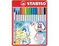 Stabilo Pen68 Brush Metalletui 15er Set