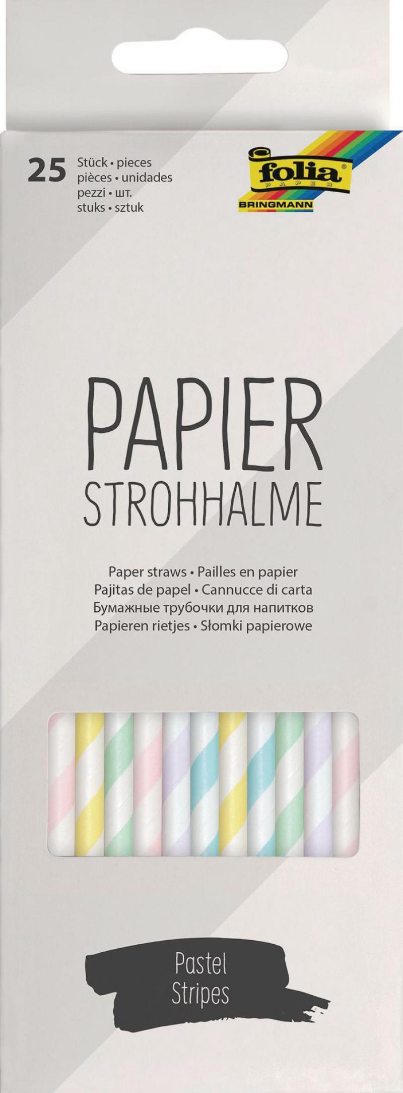 Folia Strohhalm aus Papier Pastel Stripes