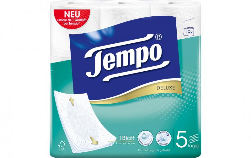 Tempo Deluxe Toilettenpapier 5-lagig weiss
