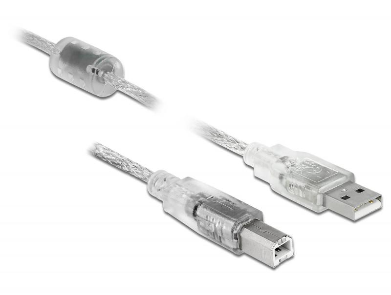 Delock USB2 Kabel A-B, 1m, transparent