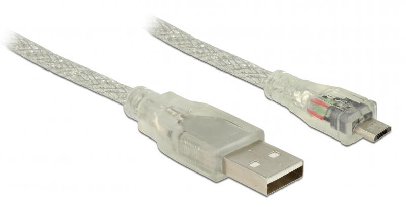 Delock USB2 Kabel A-MicroB, 2m, transparent