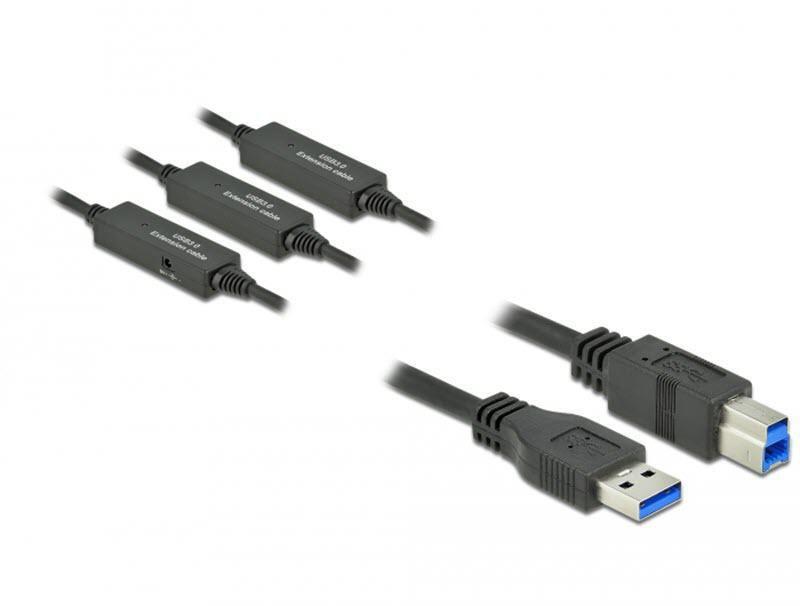 Delock USB3.2 Kabel, 15m, A-B, Schwarz