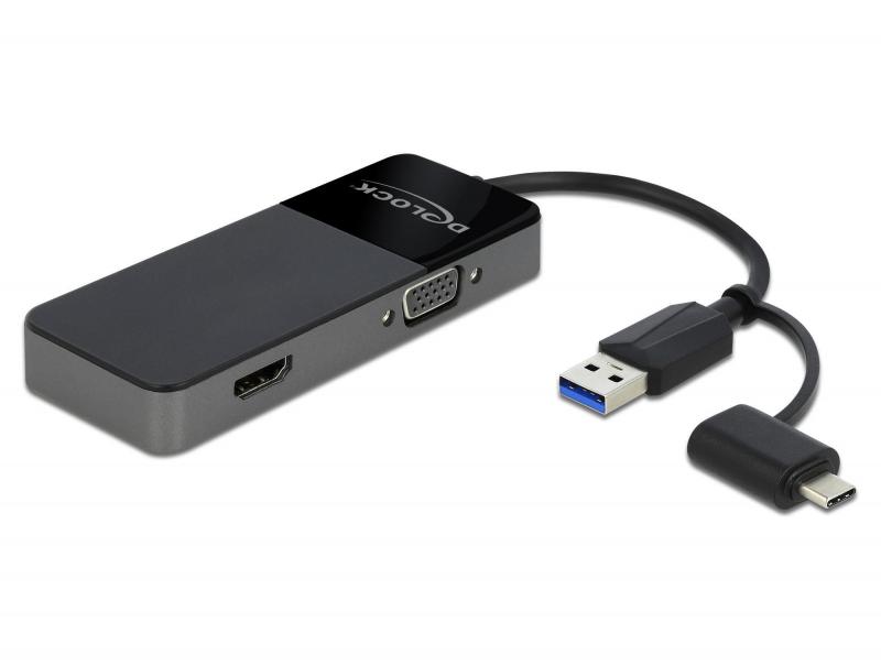 Delock Monitoradapter USB A/C - HDMI/VGA