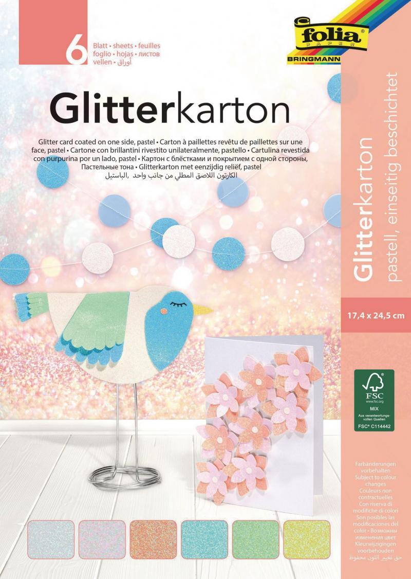 Folia Glitterkarton Pastell