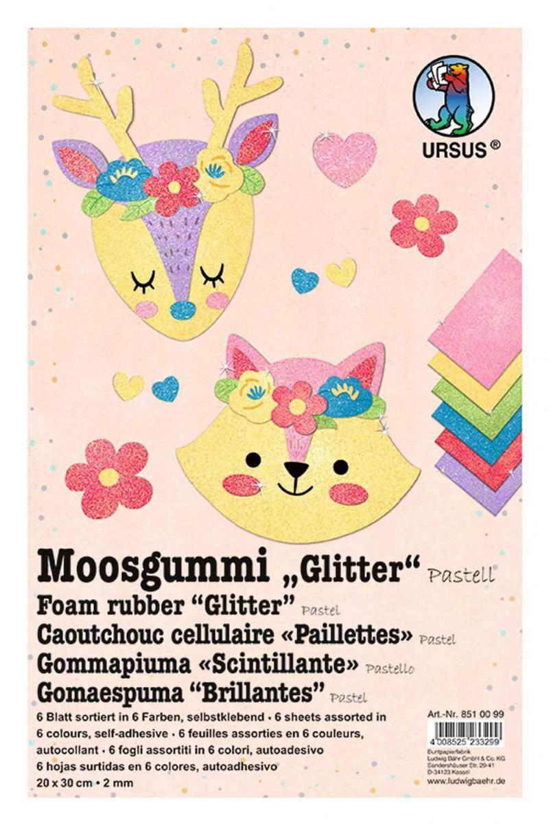 URSUS Moosgummi-Set Glitter Pastell