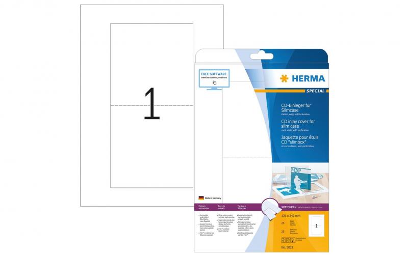 Herma CD-Einleger Slimcase 5033 weiss