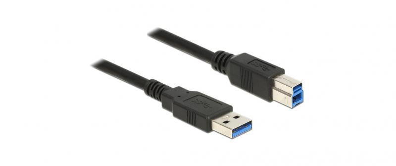 Delock USB3.0 Kabel, 50cm, A-B, Schwarz