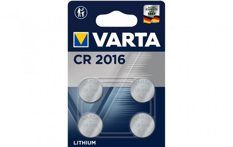 VARTA Knopfzelle CR2016, 3V, 4er Blister