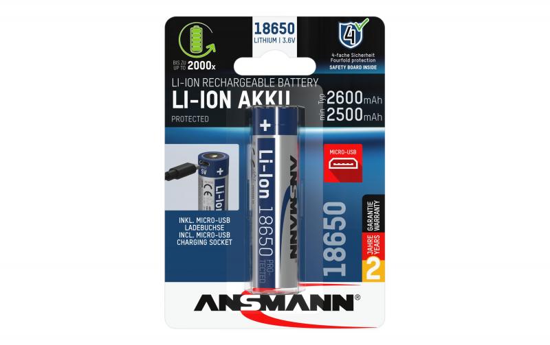 Ansmann Akku Li-Ion 18650 2600 Micro-USB