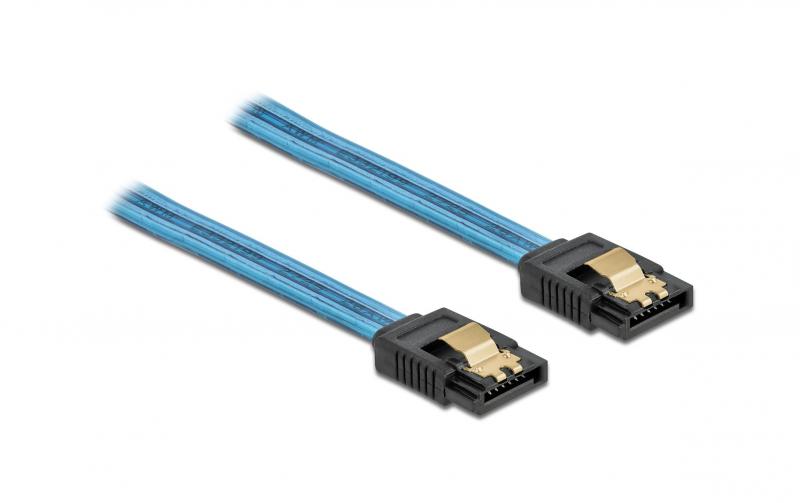 Delock SATA Kabel: 30cm Leuchteffekt blau
