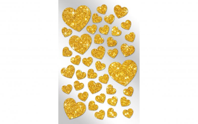 B+C Sticker Glitter Herzen Gold