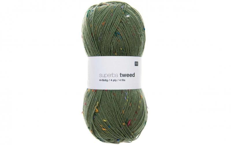 RICO  Sockenwolle  Tweed 4-fädig, olive