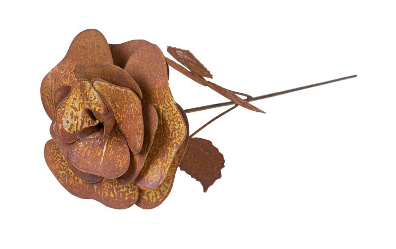 Ambiance Rose mit Blättern, Metall rost