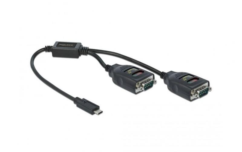Delock Adapter USB-C-2x Seriell DB9 RS-232