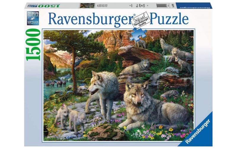 Puzzle Wolfsrudel im Frühlingserw