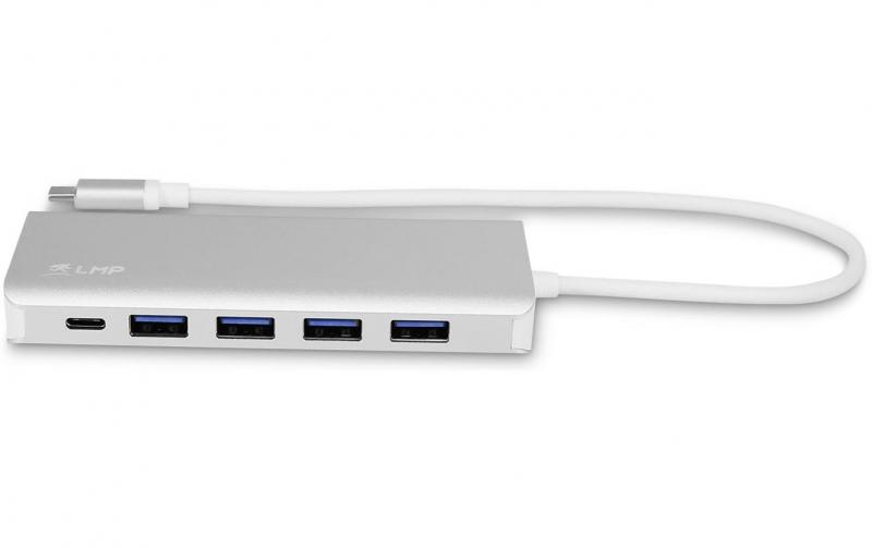 LMP USB-C Hub, 4xUSB-A, 3xUSB-C, Silber