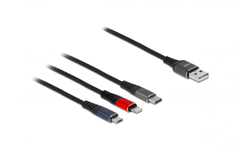 Delock USB Ladekabel 3 in 1 Lightning, 30cm