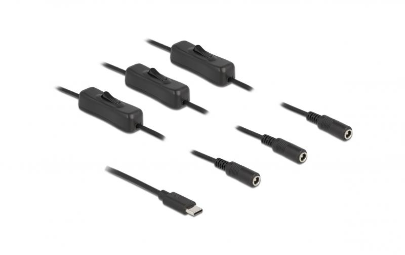 Delock USB-C Stecker zu 3x DC 5.5x2.1mm,1m
