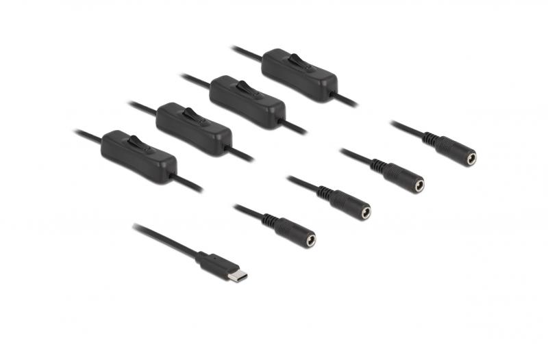 Delock USB-C Stecker zu 4x DC 5.5x2.1mm,1m