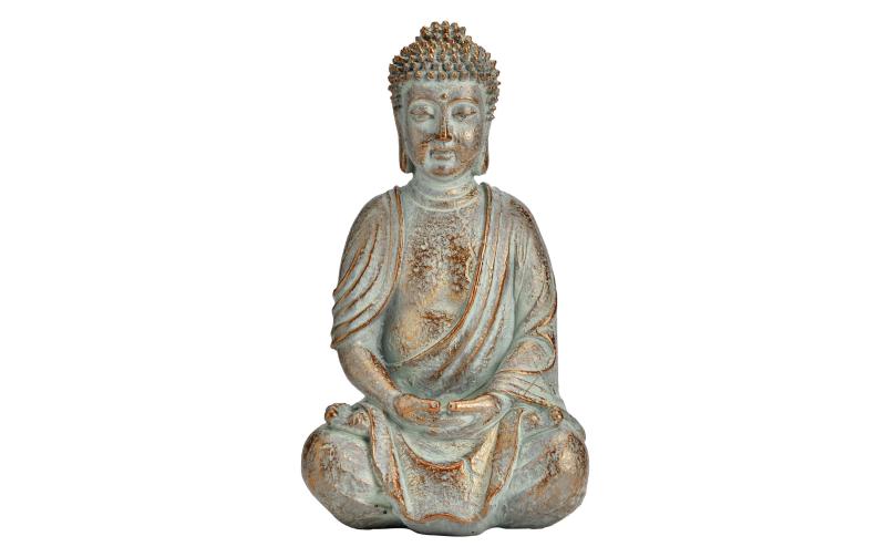 G. Wurm Buddha sitzend Altgold