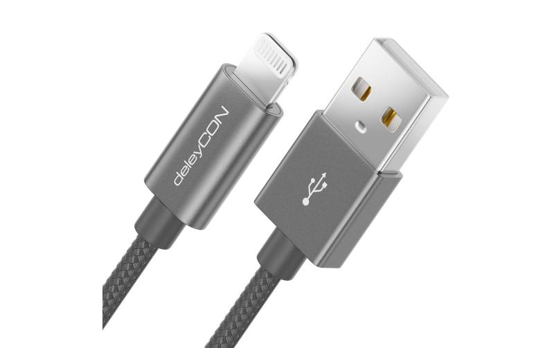 DeleyCON Lightning-USB Kabel 0.5m, Grau