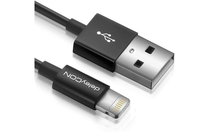 DeleyCON Lightning-USB Kabel 2m, Schwarz