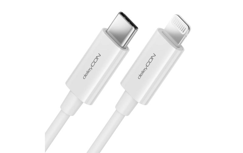 DeleyCON Lightning-USB Kabel 0.15m, Weiss
