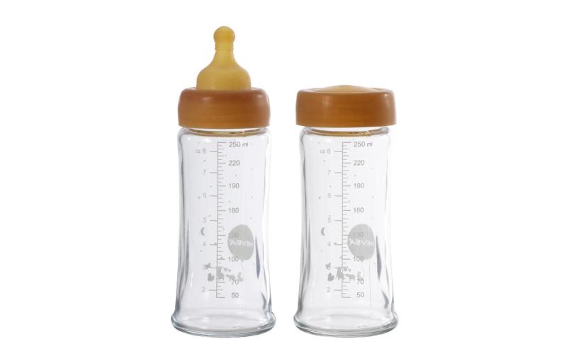 Hevea Baby Glasflasche 250ml / 2 Stk.