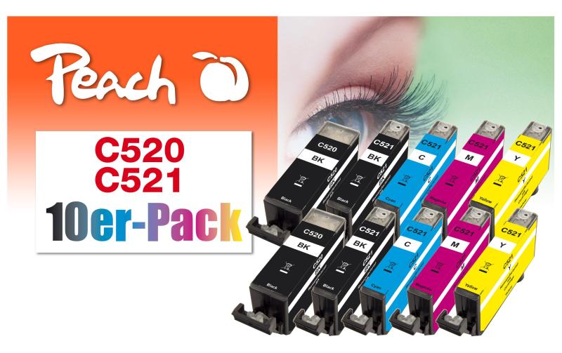 Peach Canon PGI-520/CLI-521, Multi-10-Pack