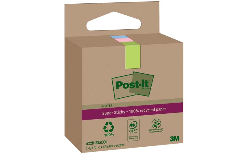 3M Post-it Recycling Notes 3 Farben