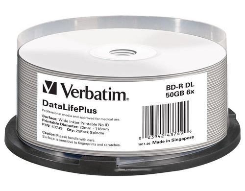 Verbatim BD-R 6x Dual Layer 50GB 25 Spindel