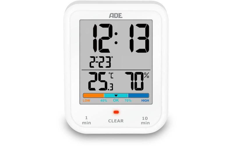 ADE Badezimmeruhr, Thermo-/Hygrometer,Weiss