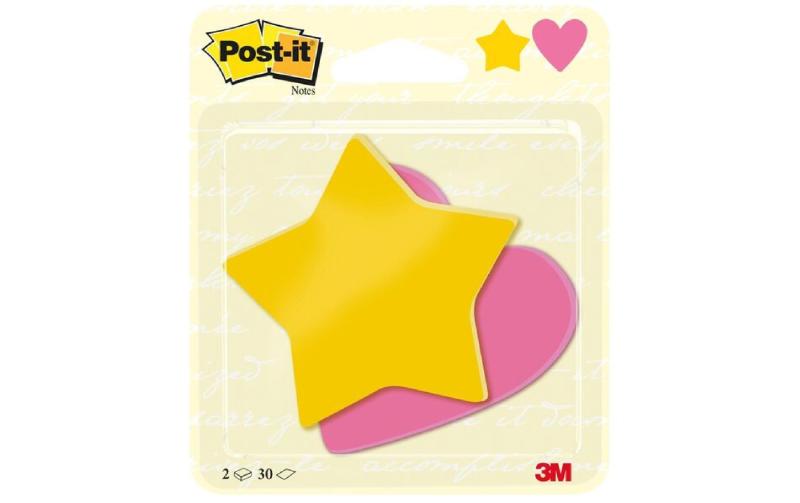 3M Post-it Stern und Herz Rosa und Gelb