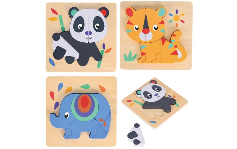 Puzzle-Set mit Panda, Elefant, Giraffe