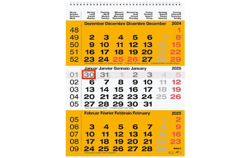 Biella Wandkalender 2025 3-Monatskalender