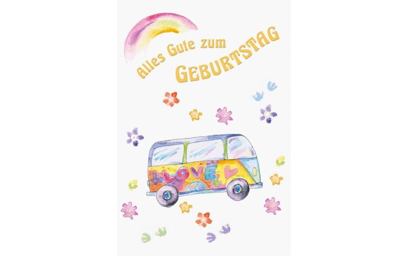 ABC Geburtstagskarte Hippiebus