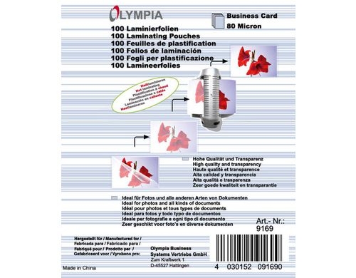 Olympia Visitenkarten Laminierfolien