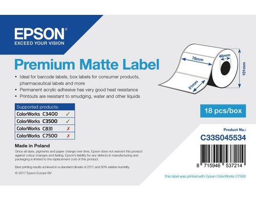Epson Premium Matte Label 76 mm x 51 mm,
