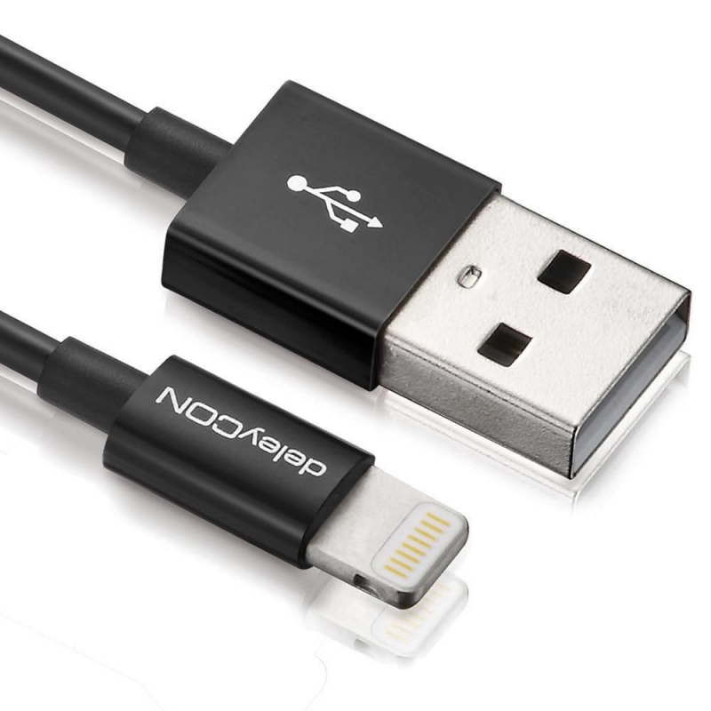 DeleyCON Lightning-USB Kabel 2m, schwarz