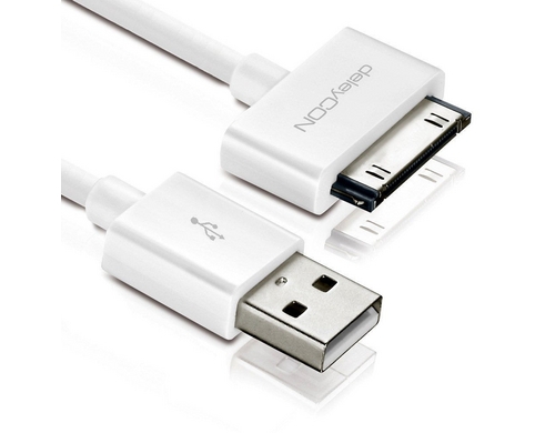 DeleyCON 30Pin Dock-USB Kabel 2m, weiss