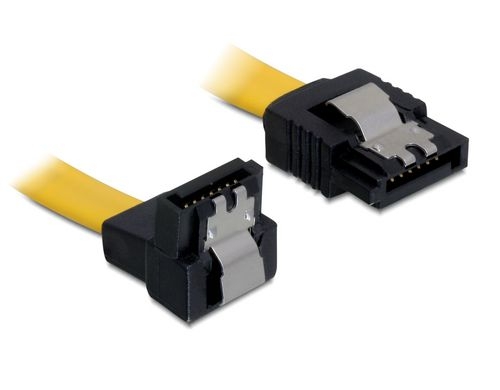 Delock SATA-3 Kabel: 10cm, Metall Clip,gelb