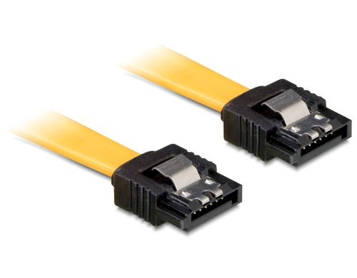 Delock SATA-3 Kabel: 30cm, Metall Clip,gelb